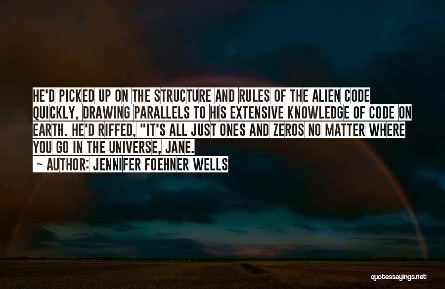 Jennifer Foehner Wells Quotes: He'd Picked Up On The Structure And Rules Of The Alien Code Quickly, Drawing Parallels To His Extensive Knowledge Of