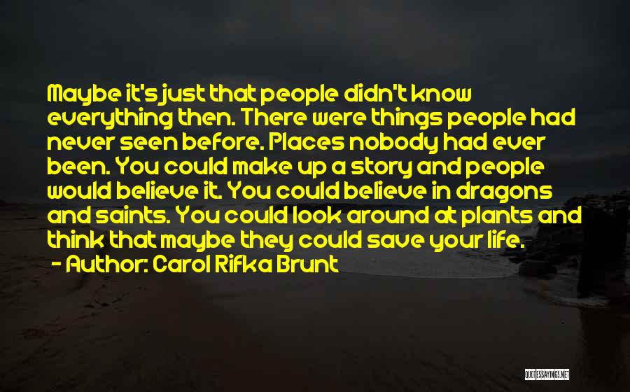 Carol Rifka Brunt Quotes: Maybe It's Just That People Didn't Know Everything Then. There Were Things People Had Never Seen Before. Places Nobody Had