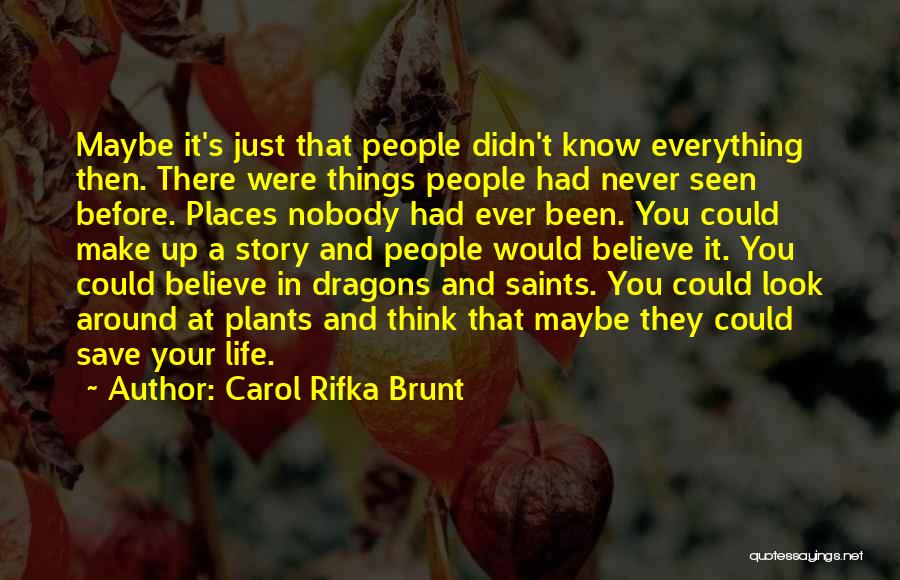 Carol Rifka Brunt Quotes: Maybe It's Just That People Didn't Know Everything Then. There Were Things People Had Never Seen Before. Places Nobody Had