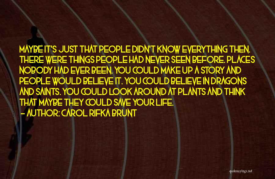 Carol Rifka Brunt Quotes: Maybe It's Just That People Didn't Know Everything Then. There Were Things People Had Never Seen Before. Places Nobody Had