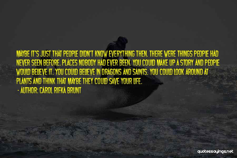 Carol Rifka Brunt Quotes: Maybe It's Just That People Didn't Know Everything Then. There Were Things People Had Never Seen Before. Places Nobody Had
