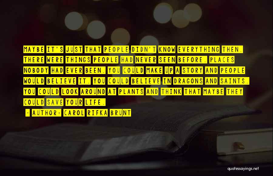 Carol Rifka Brunt Quotes: Maybe It's Just That People Didn't Know Everything Then. There Were Things People Had Never Seen Before. Places Nobody Had