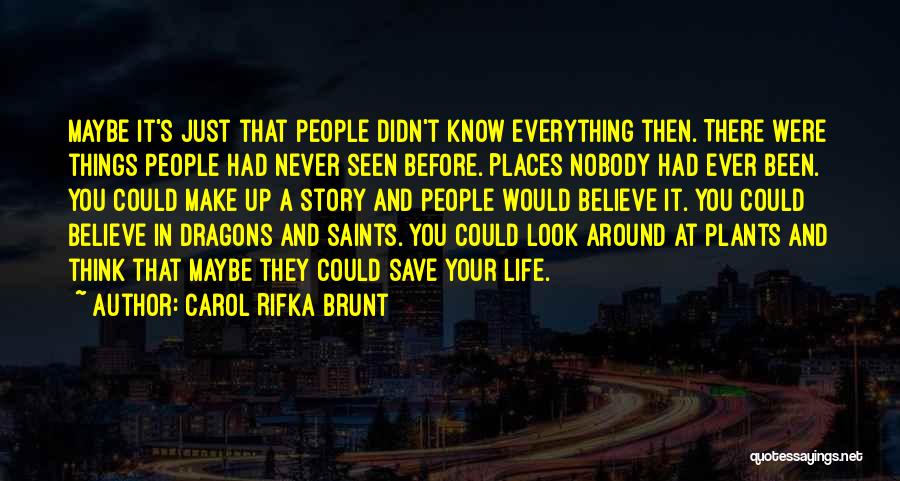 Carol Rifka Brunt Quotes: Maybe It's Just That People Didn't Know Everything Then. There Were Things People Had Never Seen Before. Places Nobody Had