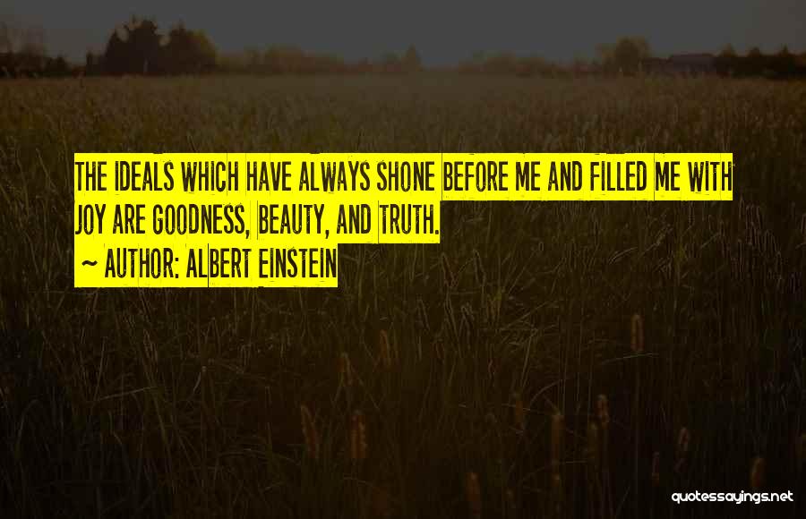 Albert Einstein Quotes: The Ideals Which Have Always Shone Before Me And Filled Me With Joy Are Goodness, Beauty, And Truth.