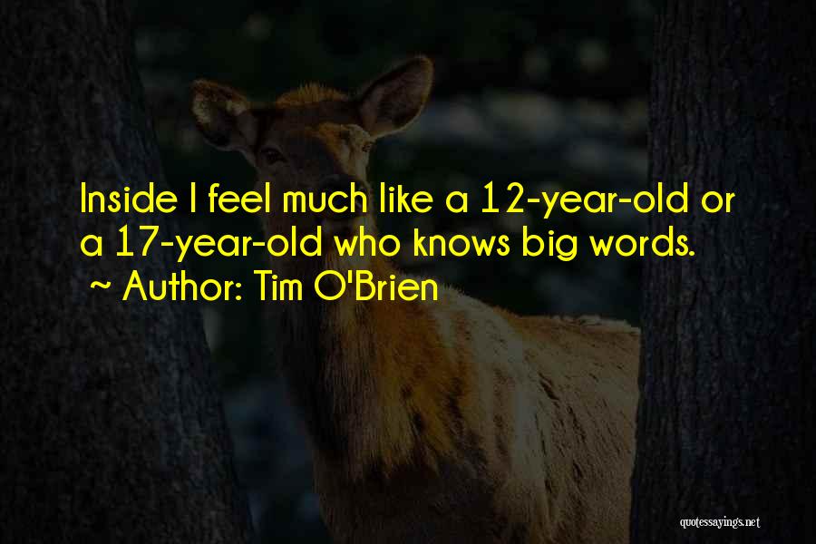 Tim O'Brien Quotes: Inside I Feel Much Like A 12-year-old Or A 17-year-old Who Knows Big Words.