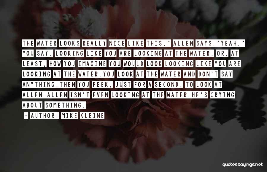 Mike Kleine Quotes: The Water Looks Really Nice Like This, Allen Says.yeah, You Say, Looking Like You Are Looking At The Water, Or,