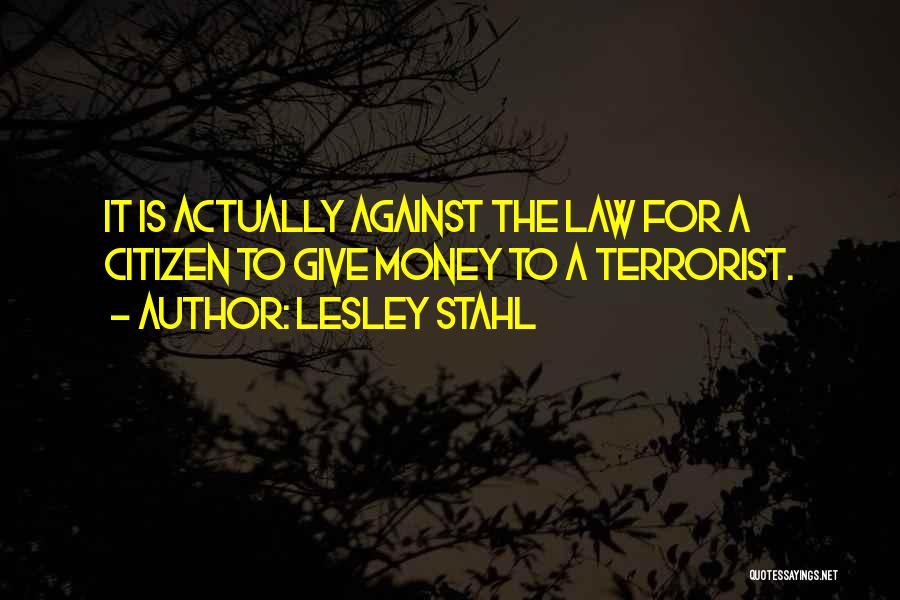 Lesley Stahl Quotes: It Is Actually Against The Law For A Citizen To Give Money To A Terrorist.