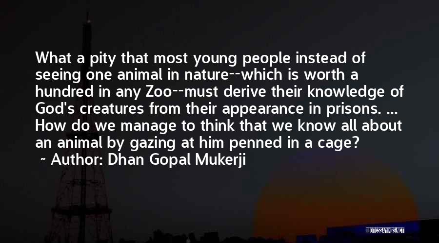 Dhan Gopal Mukerji Quotes: What A Pity That Most Young People Instead Of Seeing One Animal In Nature--which Is Worth A Hundred In Any