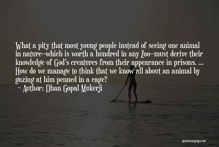 Dhan Gopal Mukerji Quotes: What A Pity That Most Young People Instead Of Seeing One Animal In Nature--which Is Worth A Hundred In Any