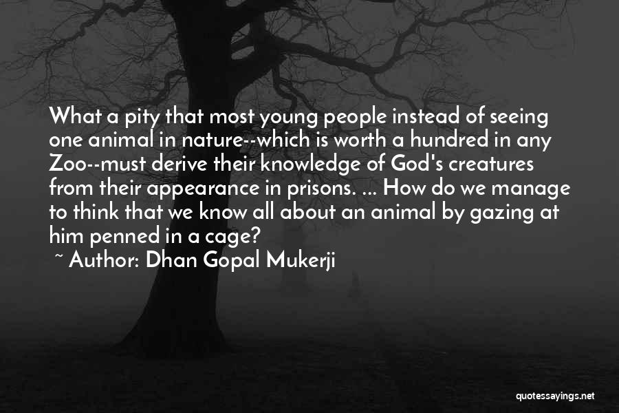 Dhan Gopal Mukerji Quotes: What A Pity That Most Young People Instead Of Seeing One Animal In Nature--which Is Worth A Hundred In Any