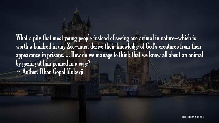 Dhan Gopal Mukerji Quotes: What A Pity That Most Young People Instead Of Seeing One Animal In Nature--which Is Worth A Hundred In Any