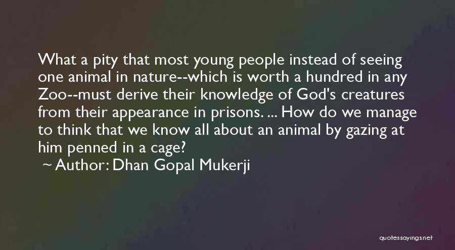 Dhan Gopal Mukerji Quotes: What A Pity That Most Young People Instead Of Seeing One Animal In Nature--which Is Worth A Hundred In Any