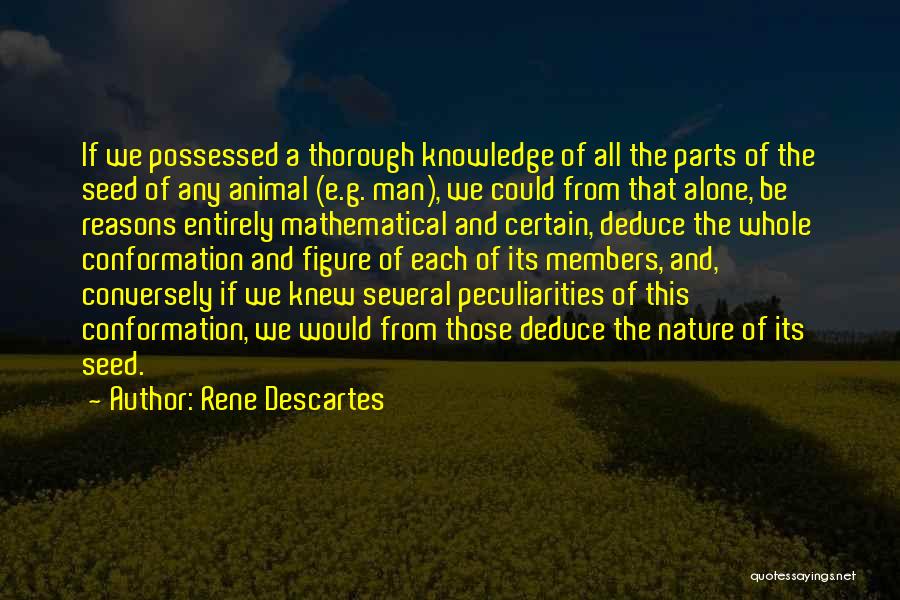 Rene Descartes Quotes: If We Possessed A Thorough Knowledge Of All The Parts Of The Seed Of Any Animal (e.g. Man), We Could