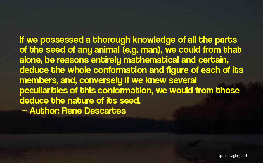 Rene Descartes Quotes: If We Possessed A Thorough Knowledge Of All The Parts Of The Seed Of Any Animal (e.g. Man), We Could