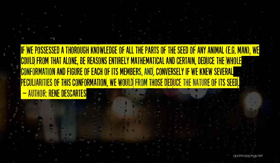 Rene Descartes Quotes: If We Possessed A Thorough Knowledge Of All The Parts Of The Seed Of Any Animal (e.g. Man), We Could