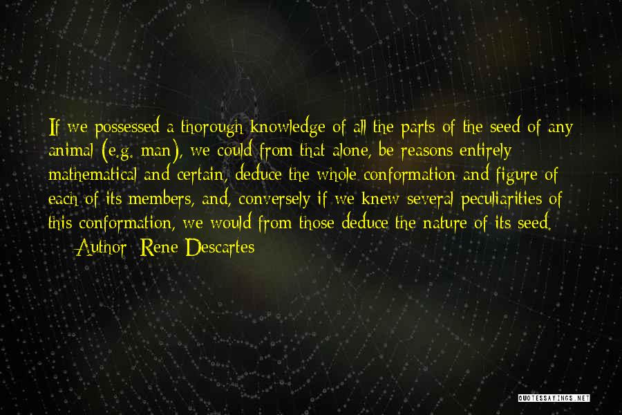 Rene Descartes Quotes: If We Possessed A Thorough Knowledge Of All The Parts Of The Seed Of Any Animal (e.g. Man), We Could