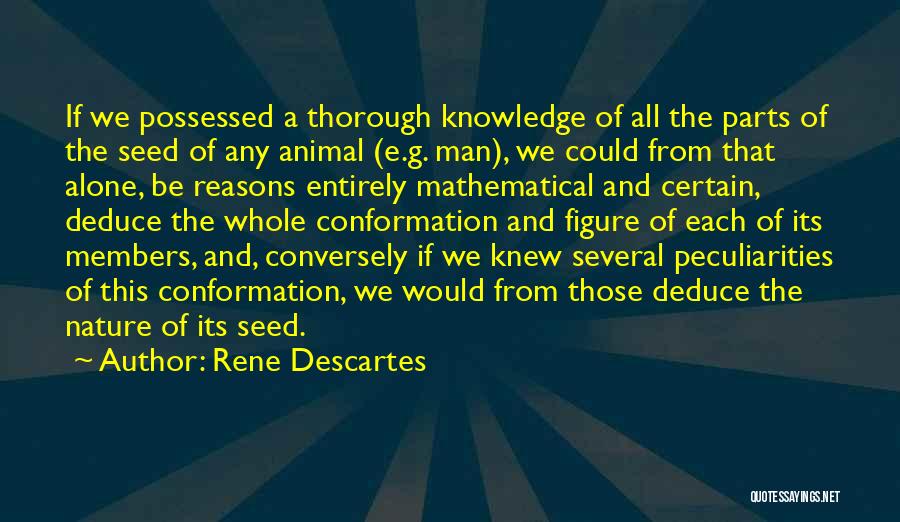 Rene Descartes Quotes: If We Possessed A Thorough Knowledge Of All The Parts Of The Seed Of Any Animal (e.g. Man), We Could