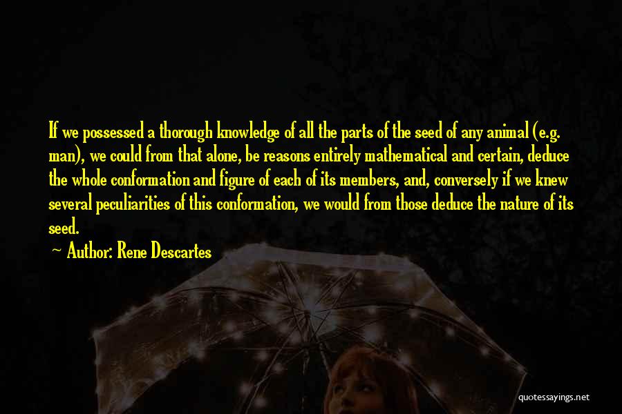 Rene Descartes Quotes: If We Possessed A Thorough Knowledge Of All The Parts Of The Seed Of Any Animal (e.g. Man), We Could
