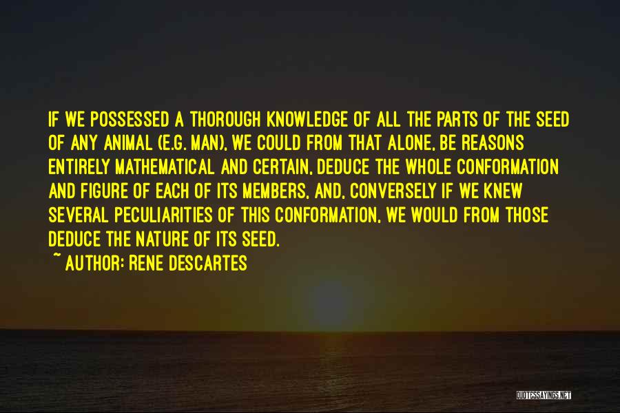 Rene Descartes Quotes: If We Possessed A Thorough Knowledge Of All The Parts Of The Seed Of Any Animal (e.g. Man), We Could