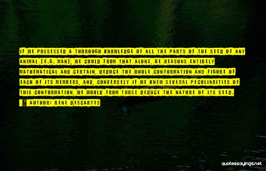 Rene Descartes Quotes: If We Possessed A Thorough Knowledge Of All The Parts Of The Seed Of Any Animal (e.g. Man), We Could
