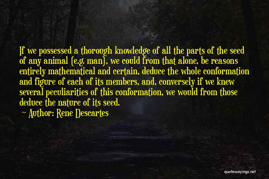 Rene Descartes Quotes: If We Possessed A Thorough Knowledge Of All The Parts Of The Seed Of Any Animal (e.g. Man), We Could