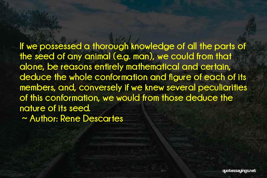 Rene Descartes Quotes: If We Possessed A Thorough Knowledge Of All The Parts Of The Seed Of Any Animal (e.g. Man), We Could