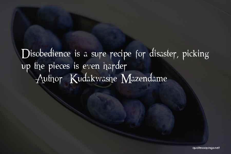 Kudakwashe Mazendame Quotes: Disobedience Is A Sure Recipe For Disaster, Picking Up The Pieces Is Even Harder