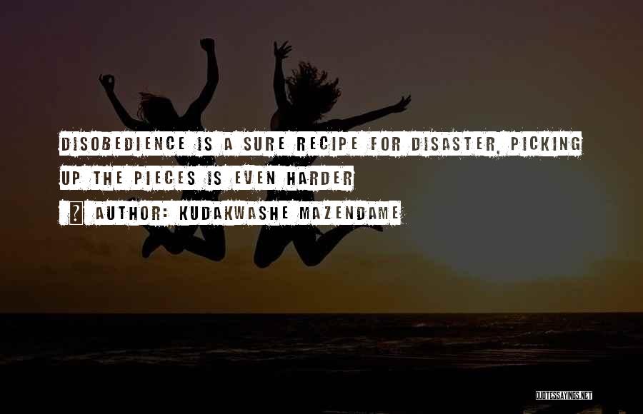 Kudakwashe Mazendame Quotes: Disobedience Is A Sure Recipe For Disaster, Picking Up The Pieces Is Even Harder