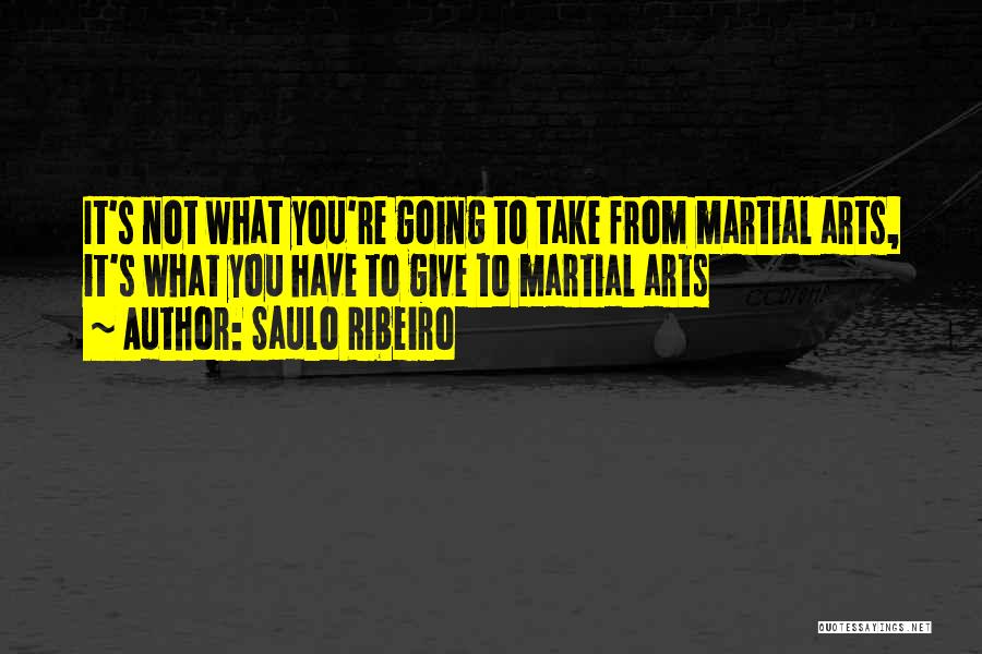 Saulo Ribeiro Quotes: It's Not What You're Going To Take From Martial Arts, It's What You Have To Give To Martial Arts