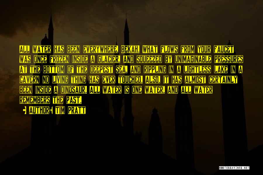 Tim Pratt Quotes: All Water Has Been Everywhere, Bekah. What Flows From Your Faucet Was Once Frozen Inside A Glacier, And Squeezed By