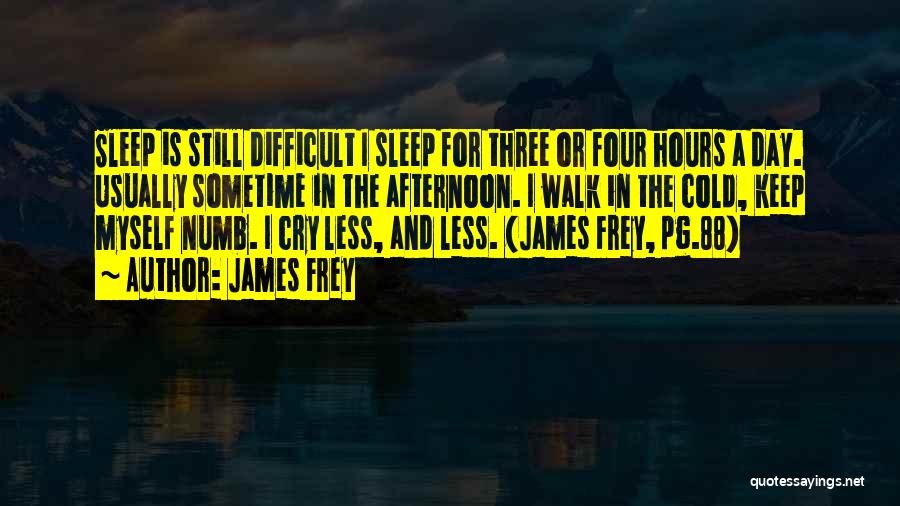 James Frey Quotes: Sleep Is Still Difficult I Sleep For Three Or Four Hours A Day. Usually Sometime In The Afternoon. I Walk