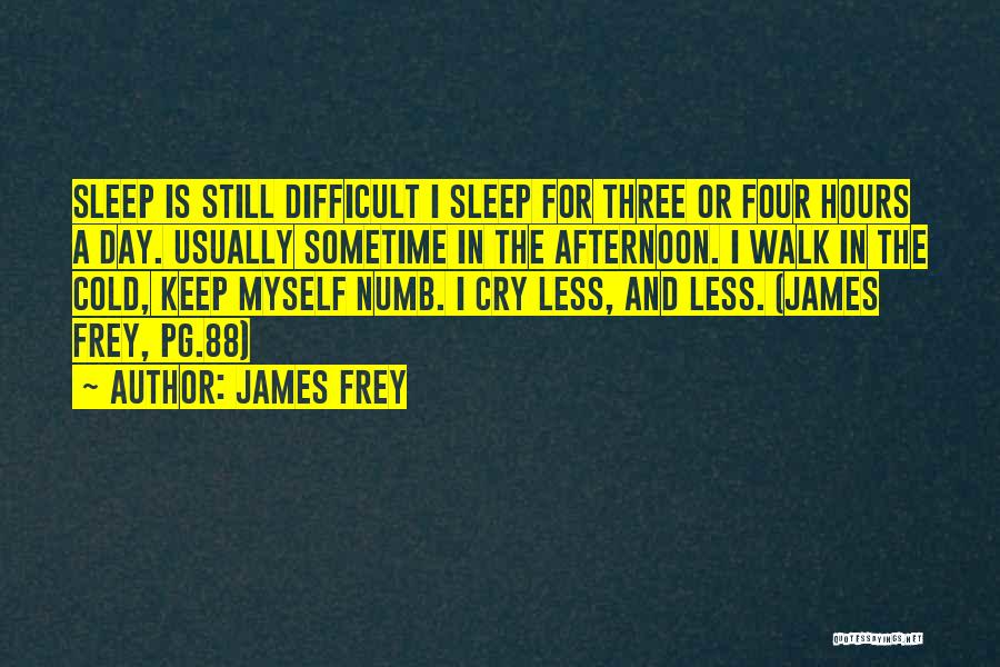 James Frey Quotes: Sleep Is Still Difficult I Sleep For Three Or Four Hours A Day. Usually Sometime In The Afternoon. I Walk