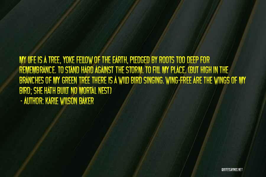 Karle Wilson Baker Quotes: My Life Is A Tree, Yoke Fellow Of The Earth, Pledged By Roots Too Deep For Remembrance. To Stand Hard