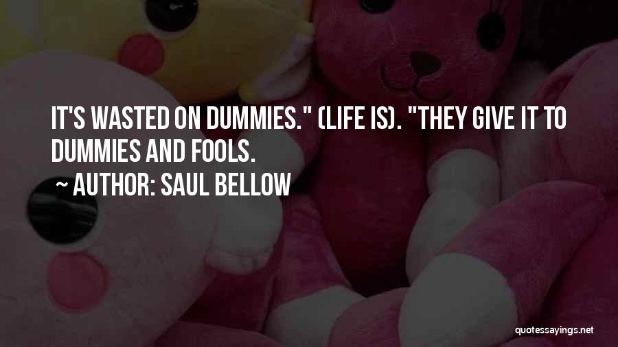 Saul Bellow Quotes: It's Wasted On Dummies. (life Is). They Give It To Dummies And Fools.