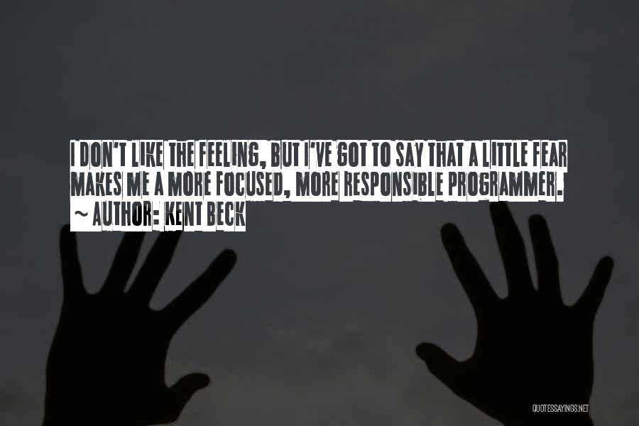 Kent Beck Quotes: I Don't Like The Feeling, But I've Got To Say That A Little Fear Makes Me A More Focused, More