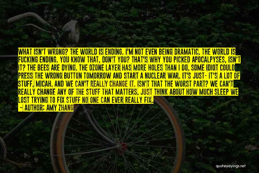 Amy Zhang Quotes: What Isn't Wrong? The World Is Ending. I'm Not Even Being Dramatic. The World Is Fucking Ending. You Know That,