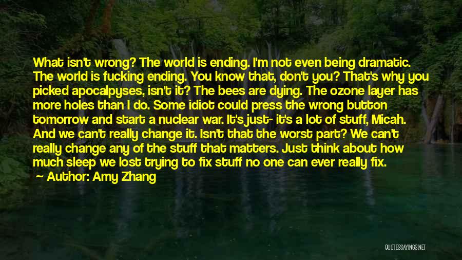 Amy Zhang Quotes: What Isn't Wrong? The World Is Ending. I'm Not Even Being Dramatic. The World Is Fucking Ending. You Know That,