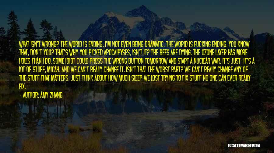 Amy Zhang Quotes: What Isn't Wrong? The World Is Ending. I'm Not Even Being Dramatic. The World Is Fucking Ending. You Know That,