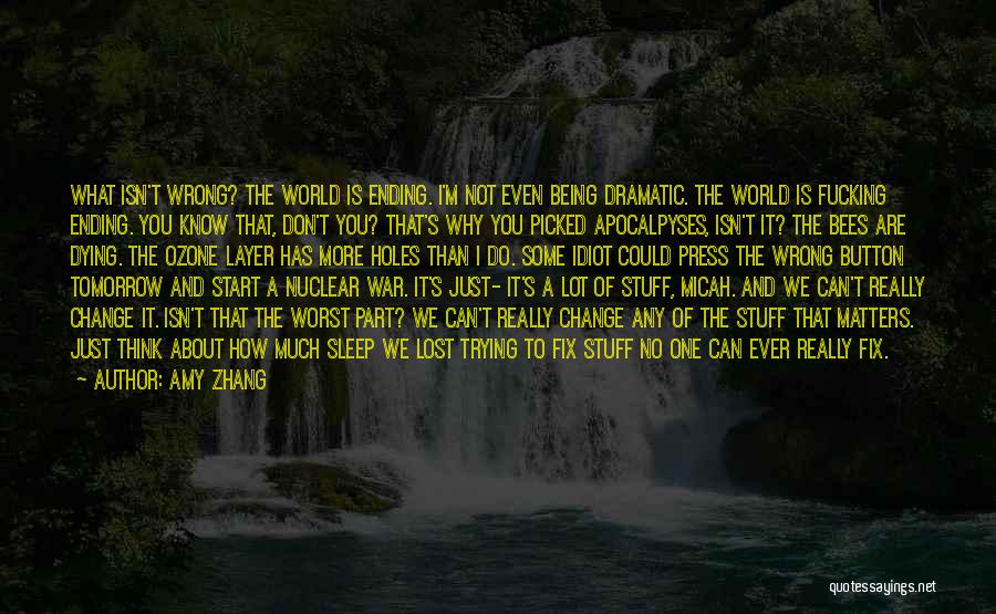 Amy Zhang Quotes: What Isn't Wrong? The World Is Ending. I'm Not Even Being Dramatic. The World Is Fucking Ending. You Know That,