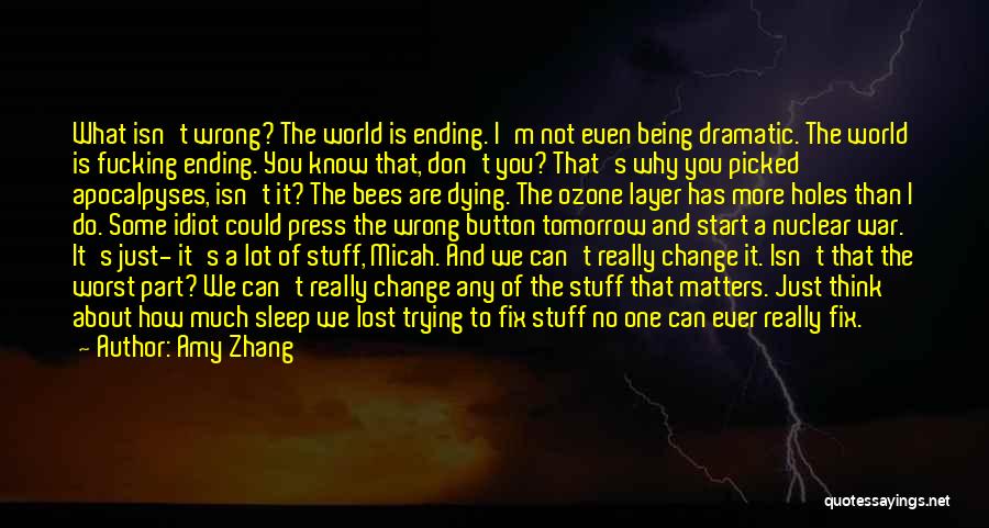 Amy Zhang Quotes: What Isn't Wrong? The World Is Ending. I'm Not Even Being Dramatic. The World Is Fucking Ending. You Know That,