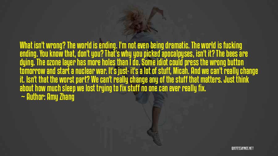 Amy Zhang Quotes: What Isn't Wrong? The World Is Ending. I'm Not Even Being Dramatic. The World Is Fucking Ending. You Know That,