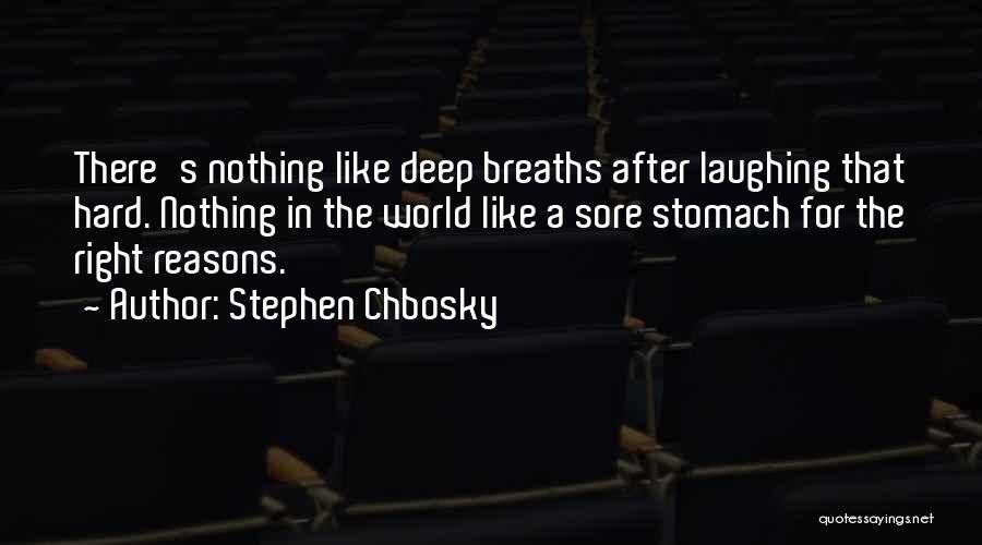 Stephen Chbosky Quotes: There's Nothing Like Deep Breaths After Laughing That Hard. Nothing In The World Like A Sore Stomach For The Right