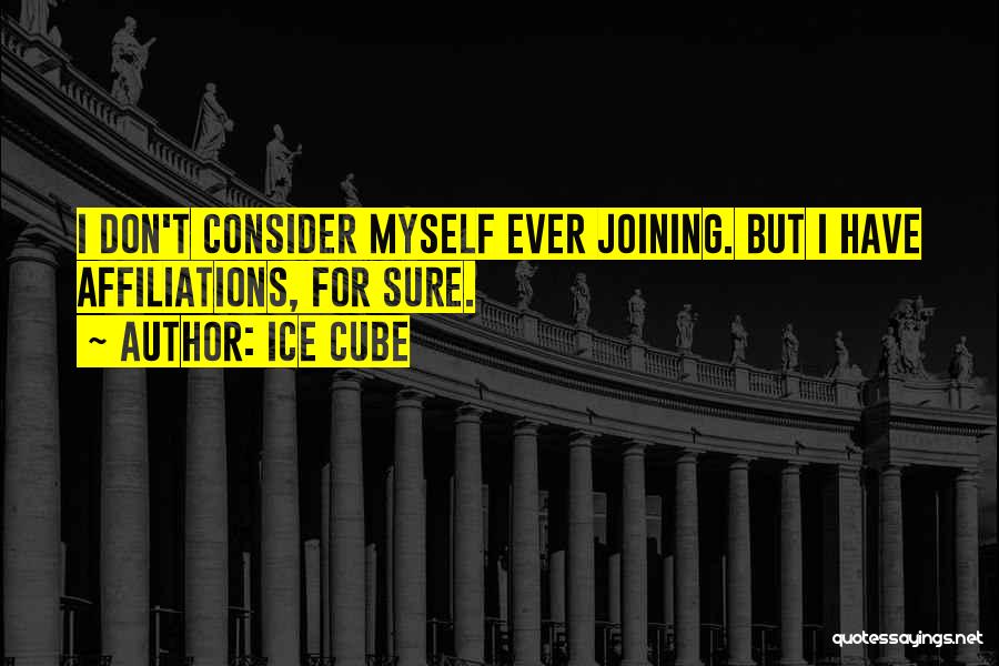 Ice Cube Quotes: I Don't Consider Myself Ever Joining. But I Have Affiliations, For Sure.