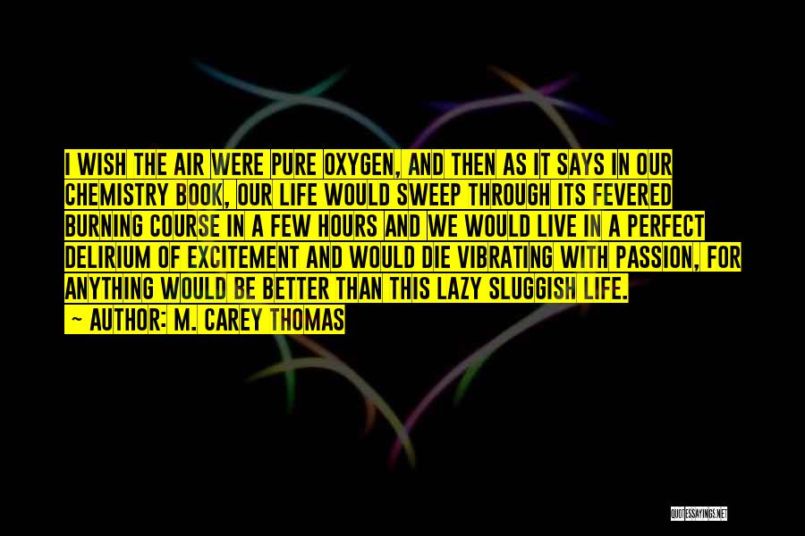 M. Carey Thomas Quotes: I Wish The Air Were Pure Oxygen, And Then As It Says In Our Chemistry Book, Our Life Would Sweep