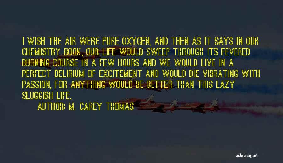 M. Carey Thomas Quotes: I Wish The Air Were Pure Oxygen, And Then As It Says In Our Chemistry Book, Our Life Would Sweep