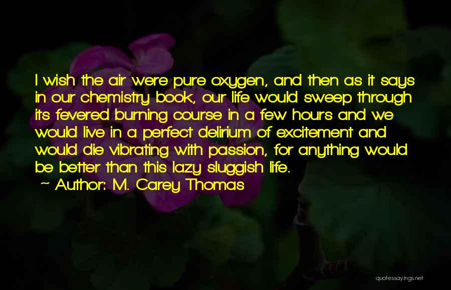 M. Carey Thomas Quotes: I Wish The Air Were Pure Oxygen, And Then As It Says In Our Chemistry Book, Our Life Would Sweep