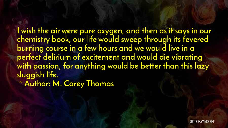 M. Carey Thomas Quotes: I Wish The Air Were Pure Oxygen, And Then As It Says In Our Chemistry Book, Our Life Would Sweep