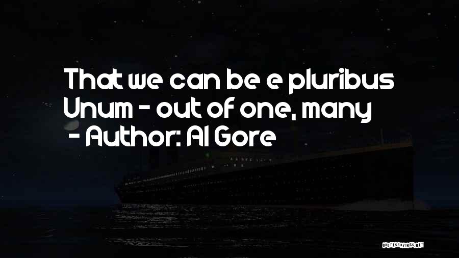 Al Gore Quotes: That We Can Be E Pluribus Unum - Out Of One, Many