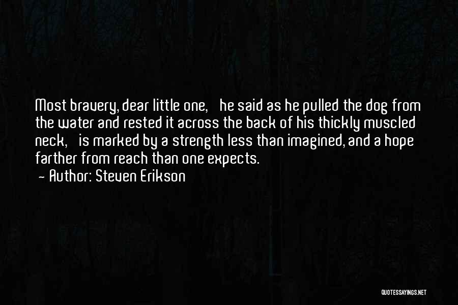 Steven Erikson Quotes: Most Bravery, Dear Little One,' He Said As He Pulled The Dog From The Water And Rested It Across The