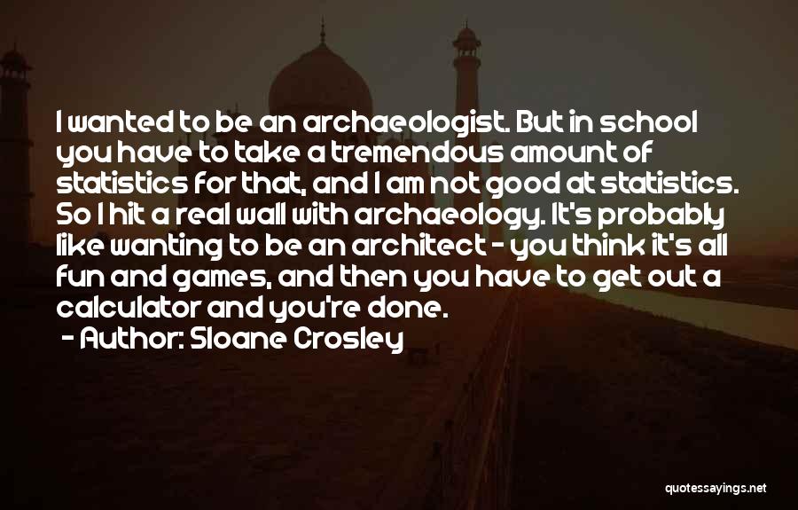 Sloane Crosley Quotes: I Wanted To Be An Archaeologist. But In School You Have To Take A Tremendous Amount Of Statistics For That,